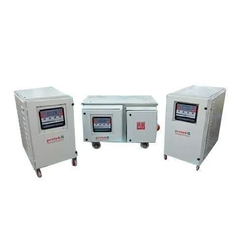 Three Phase Servo Controlled Voltage Stabilizer - Input Voltage 360-460V Industrial Usage 1 Year Warranty