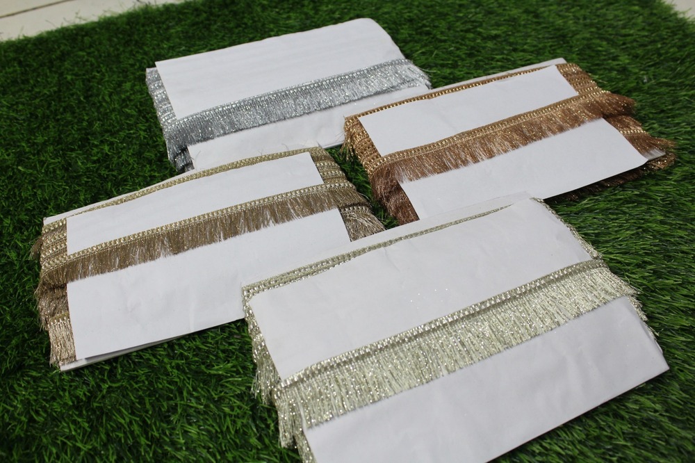 Fancy Zalar Lace - 1.5 Inch Width 18 Meter Length Golden Shade | Premium Zari Material Decorative Border Design One Sided Style